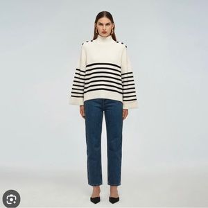 Self Portrait Mariner stripe boxy heavy sweater